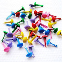 Load image into Gallery viewer, 100Pcs Mixed Color Brads Scrapbooking Card Making Craft DIY Round Mini Iron Brads for Albums Greeting Cards Easy Attached
